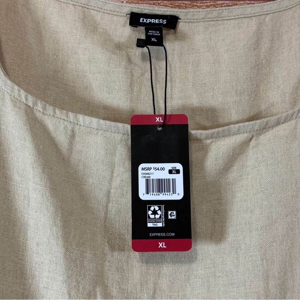 Express Linen Tank Top Cream‎ Size XL or XXL - Picture 3 of 11